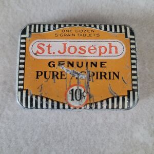 St. Joseph vintage aspirin tin pre-priced 10c iconic zebra design Orange Genuine